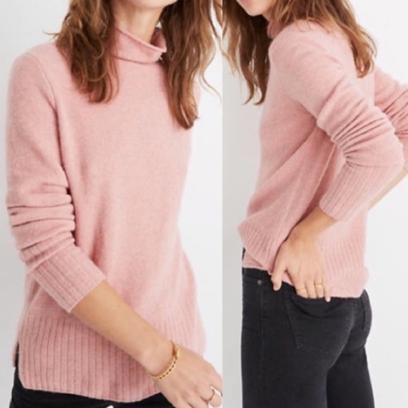 Madewell pink super soft turtleneck inland sweater - Picture 1 of 7